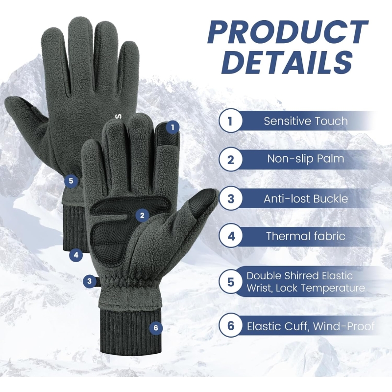 clubone Winter Gloves - Gloves for Men Women, Stretch Fleece Gloves With Smart Touch, Windproof Glove for Running Driving
